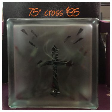 Frosted Cross Glass Block