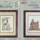4 Cross Stitch Charts Pack - Country Sunday, Painted Lady, Loon Lake and Nautilus
