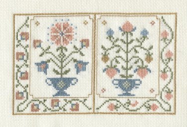 COLONIAL GARDEN Finished Completed Stitchery Hand Made
