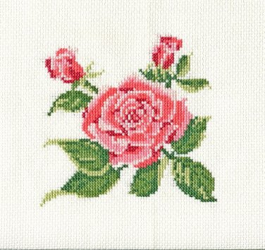 ROSE Finished Completed Stitchery Hand Made