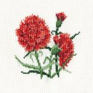 RED CARNATIONS Finished Completed Stitchery Hand Made