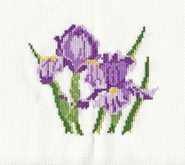 IRIS Finished Completed Stitchery Hand Made