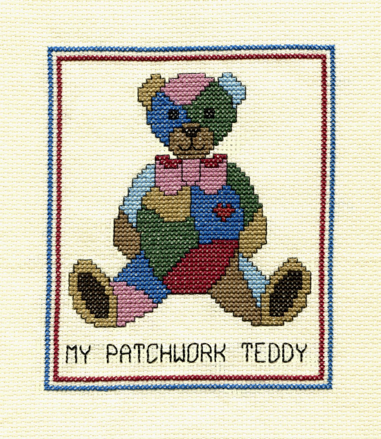 MY PATCHWORK TEDDY Finished Completed Stitchery Hand Made