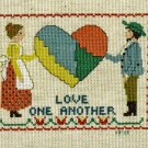 LOVE ONE ANOTHER Finished Completed Stitchery Hand Made