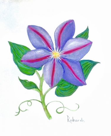 CLEMATIS BLOSSOM WATERCOLOR PAINTING