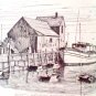 Framed - Motif #1 Rockport, MA Pen and Ink Print