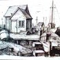 FRAMED Pen and Ink Drawing Print - Gloucester, MA