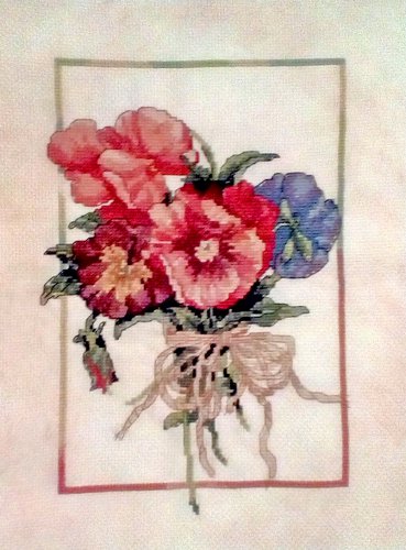 FINISHED PANSIES Counted Cross Stitchery
