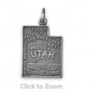 Utah State Polished Sterling Silver Charm Pendant Jewelry 74369-UT