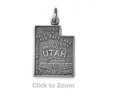 Utah State Polished Sterling Silver Charm Pendant Jewelry 74369-UT