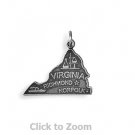 Virginia State Polished Sterling Silver Charm Pendant 74369-VA