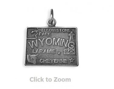 Wyoming State Polished Sterling Silver Charm Pendant Jewelry 74369-WY