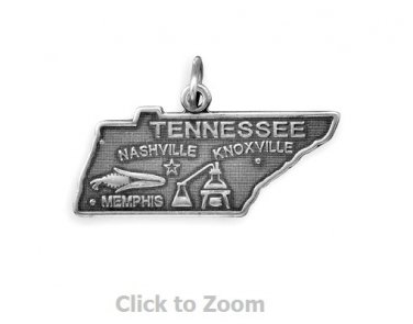 Tennessee State Polished Sterling Silver Charm Pendant Jewelry 74369-TN