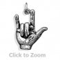 "I Love You" Hand Sign Language Sterling Silver Pendant Charm Jewelry 7150