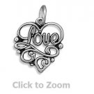 Love Squiggle Heart Sterling Silver Pendant Charm 72207