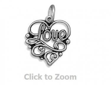 Love Squiggle Heart Sterling Silver Pendant Charm 72207