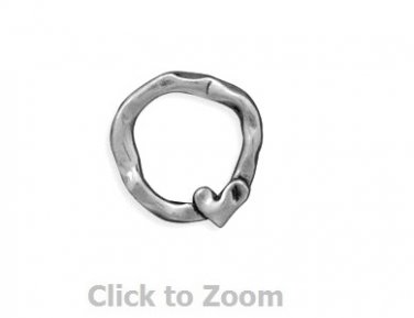 Oxidized Circle and Love Heart Slide Sterling Silver Pendant 74073