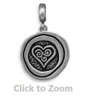 Oxidized Circle and Love Heart Sterling Silver Pendant Jewelry 74074