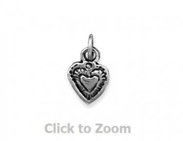 Oxidized Love Heart Sterling Silver Charm Pendant 74124