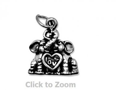 Elephants in Love Sterling Silver Charm Pendant Jewelry &Acirc;&nbsp;74446