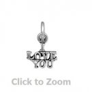 Oxidized "I Love You" Sterling Silver Charm Pendant 74447