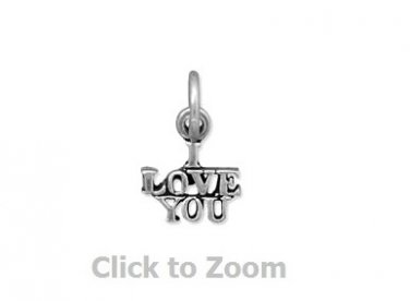 Oxidized "I Love You" Sterling Silver Charm Pendant 74447