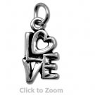 Oxidized "LOVE" Sterling Silver Charm Pendant 74448