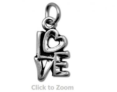 Oxidized "LOVE" Sterling Silver Charm Pendant 74448