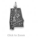 Alabama State Polished Sterling Silver Charm Pendant Jewelry 74369-AL