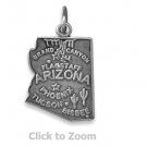 Arizona State Polished Sterling Silver Charm Pendant Jewelry 74369-AZ