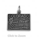 Colorado State Polished Sterling Silver Charm Pendant Jewelry 74369-CO