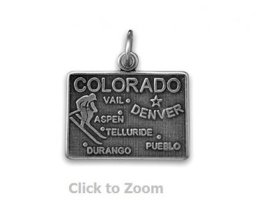 Colorado State Polished Sterling Silver Charm Pendant Jewelry 74369-CO