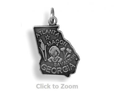 Georgia State Polished Sterling Silver Charm Pendant Jewelry 74369-GA