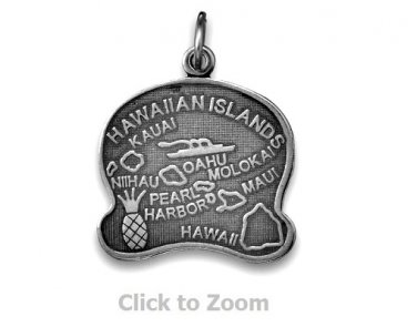 Hawaii State Polished Sterling Silver Charm Pendant Jewelry 74369-HI