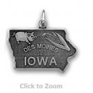 Iowa State Polished Sterling Silver Charm Pendant Jewelry 74369-IA