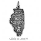 Illinois State Polished Sterling Silver Charm Pendant 74369-IL