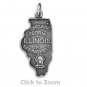 Illinois State Polished Sterling Silver Charm Pendant 74369-IL