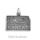 Kansas State Polished Sterling Silver Charm Pendant Jewelry 74369-KS
