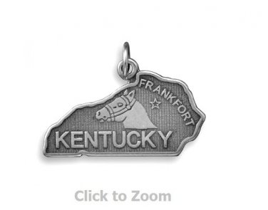 Kentucky State Polished Sterling Silver Charm Pendant Jewelry 74369-KY