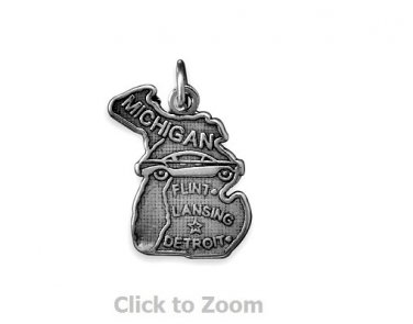 Michigan State Polished Sterling Silver Charm Pendant 74369-MI