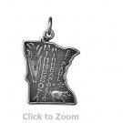 Minnesota State Polished Sterling Silver Charm Pendant Jewelry 74369-MN