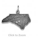 North Carolina State Polished Sterling Silver Charm Pendant Jewelry 74369-NC