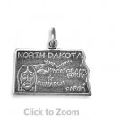 North Dakota State Polished Sterling Silver Charm Pendant Jewelry 74369-ND
