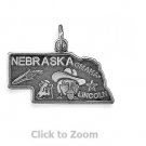 Nebraska State Polished Sterling Silver Charm Pendant Jewelry 74369-NE