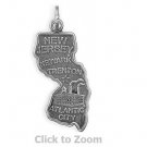 New Jersey State Polished Sterling Silver Charm Pendant Jewelry 74369-NJ