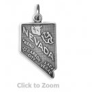 Nevada State Polished Sterling Silver Charm Pendant 74369-NV