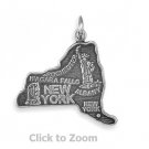 New York State Polished Sterling Silver Charm Pendant Jewelry 74369-NY