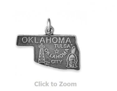 Oklahoma State Polished Sterling Silver Charm Pendant Jewelry 74369-OK