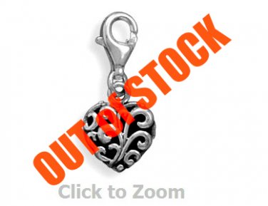 Heart Lobster Claw Sterling Silver Pendant Charm Jewelry 73752