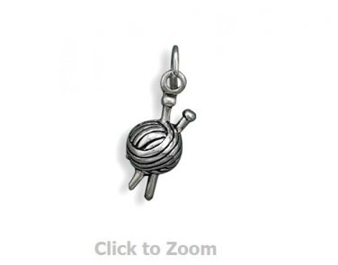 Knitting Yarn Polished Sterling Silver Charm Pendant Jewelry 7820